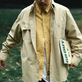 Men's Retro Solid Color Tooling Shirt