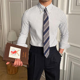 Men's Vintage Casual Striped Slim Fit Long Sleeve Shirt