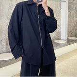 Men's Casual Loose Lapel Zipper Shirt