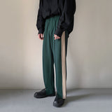 Color-block Loose Straight-leg Trousers