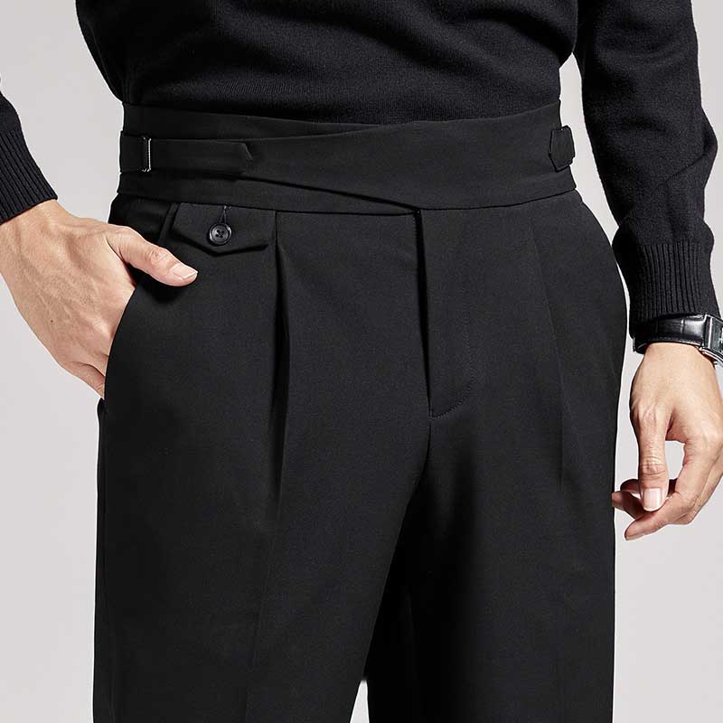 Men's Draped Business Casual Slim High Waist Suit Pants chicoud Men's Draped Business Casual Slim High Waist Suit Pants chicoud