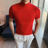 Men's Casual Solid Color Half Turtleneck T-shirt