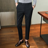 Men's Business Casual High Waisted Pants Slim Fit Dress Pants