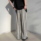 Elastic Waist Striped Wide Leg Pants Loose Drape Mopping Pants