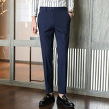 Men's Business Casual High Waisted Pants Slim Fit Dress Pants