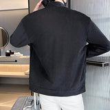Retro Casual Simple Collarless Long Sleeve Zipper Corduroy Cargo Jacket