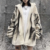 Hip Hop Plush Thick Loose Tie Dye Coat