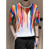 Men's Business Rainbow Stripe Short Sleeve T-Shirt