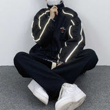 Casual Plush Wavy Striped Loose Reversible Jacket