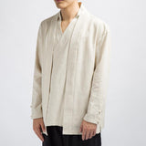 Men's Vintage Solid Color Cotton Linen Fake Two Piece Top