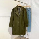 Casual Solid Color Slim Fit Mid-Length Coat