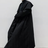 Large Lapel Drawstring Waist Long Coat