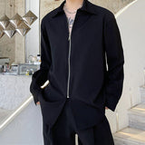 Men's Casual Loose Lapel Zipper Shirt