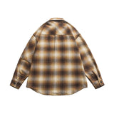Japanese Retro Loose Lapel Plaid Stitching Shirt