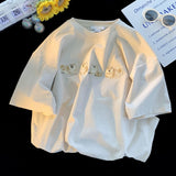 Japanese Vintage Dog Embroidery T-Shirt