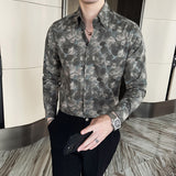 Men's Business Casual Slim British Floral Shirt