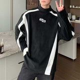 Embroidered Contrast Color Long Sleeve High Neck Shirt