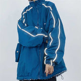 Casual Plush Wavy Striped Loose Reversible Jacket
