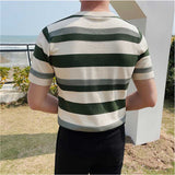 Men's Summer Slim Knit Contrast Stripe T-Shirt