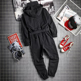 Men's Vintage Hooded Jumpsuit Suspenders Fashion Jumpsuit