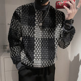 Men's Casual Plaid Long Sleeve Turtleneck Sweatshirt