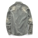 Vintage Washed Slim Striped Long Sleeve Denim Shirt