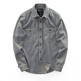 Vintage Washed Slim Striped Long Sleeve Denim Shirt