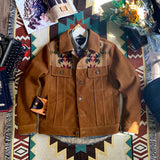 Men's Vintage Navajo Paneling Suede Leather Jacket