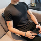 Men's Business Short Sleeve Elastic Slim T-Shirt