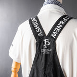 Men's Denim Bib Overalls with Slant Pocket Tapered Leg Casual Jumpsuit