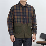 Men's Vintage Patchwork Contrast Check Shirt