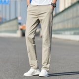 Men's Business Casual Solid Color Cropped Straight Leg Pants