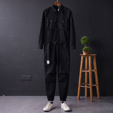 Men's Fashion Casual Long Sleeve Jumpsuits Cotton Blend Coverall