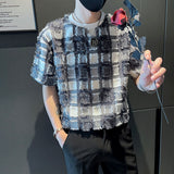 Men's Vintage Business Plaid Short Sleeve T-Shirt