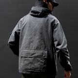 Men American Solid Color Long-Sleeved Hoodie