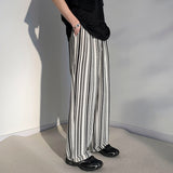 Elastic Waist Striped Wide Leg Pants Loose Drape Mopping Pants