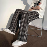 Elastic Waist Striped Wide Leg Pants Loose Drape Mopping Pants