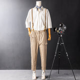 Men's Japanese Retro Casual Pants With Detachable Suspenders