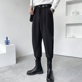 Men's British Casual Black Solid Color Pants