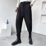 Men's British Casual Black Solid Color Pants