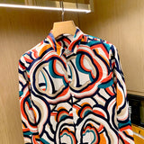 Men's Casual Gorgeous Abstract Pattern Printing Slim Long Sleeve Shirt