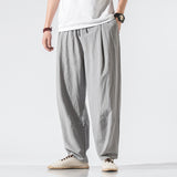 Mens Cotton Linen Drawstring Pants Elastic Waist Casual Jogger Yoga Pants