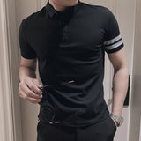 Men's Summer Collar Striped Slim Fit T-shirt