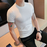 Men's Business Short Sleeve Elastic Slim T-Shirt