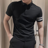 Men's Summer Collar Striped Slim Fit T-shirt