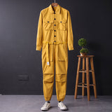 Men's Fashion Casual Long Sleeve Jumpsuits Cotton Blend Coverall
