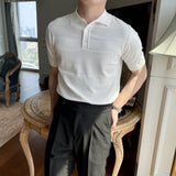 Men's Retro Casual Lapel Breathable Slim Ice Silk Knitted POLOT Shirt