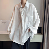 Men's Casual Solid Color Simple Pleated Long Sleeve Shirt