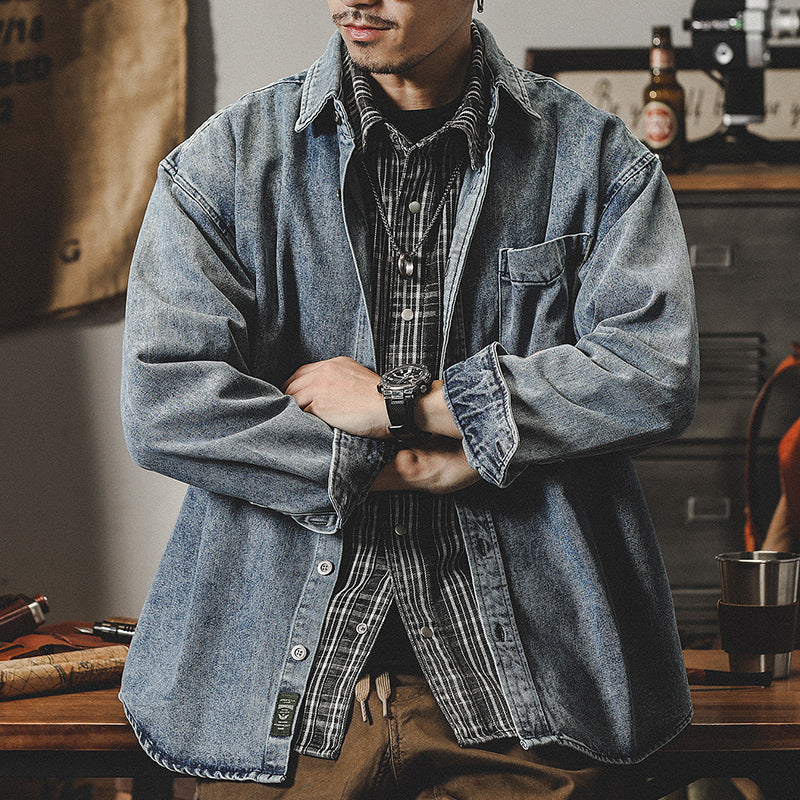 受注制【Chikashitsu +】vintage wash denim jacket (2color