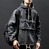 Men American Solid Color Long-Sleeved Hoodie